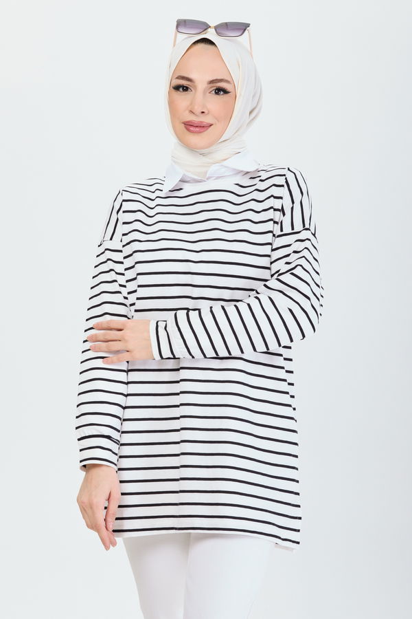 Çizgili Tunik Siyah - 24187