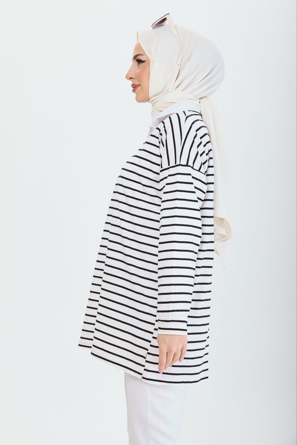 Çizgili Tunik Siyah - 24187