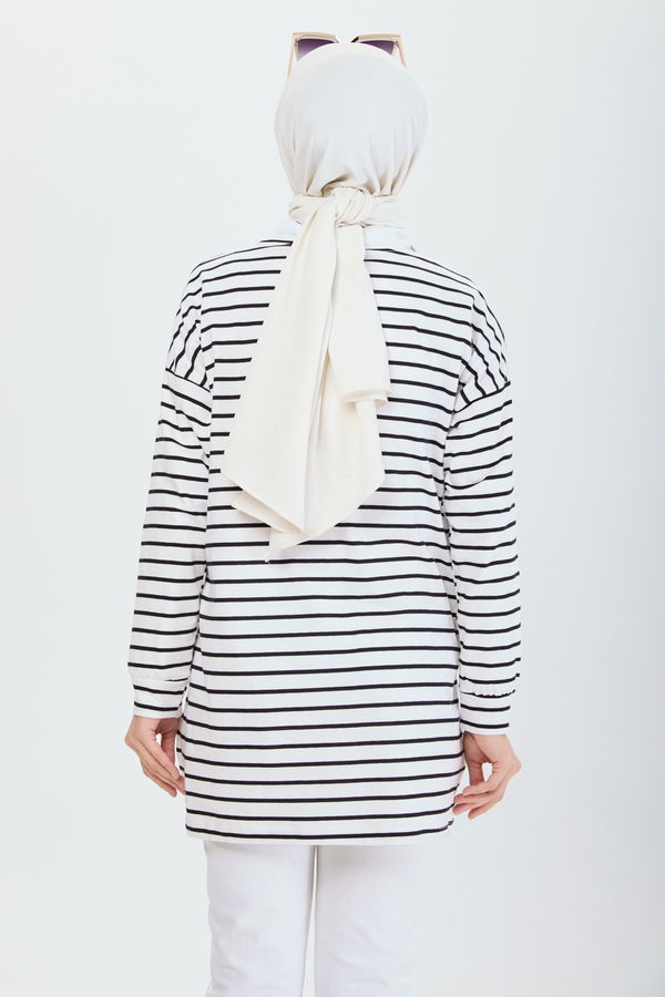 Çizgili Tunik Siyah - 24187
