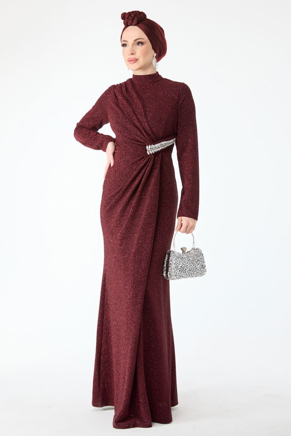 Abiye Elbise Bordo - 24395 BORDO