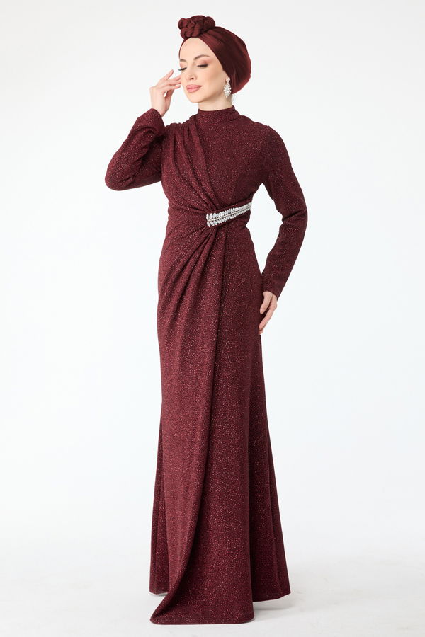 Abiye Elbise Bordo - 24395 BORDO