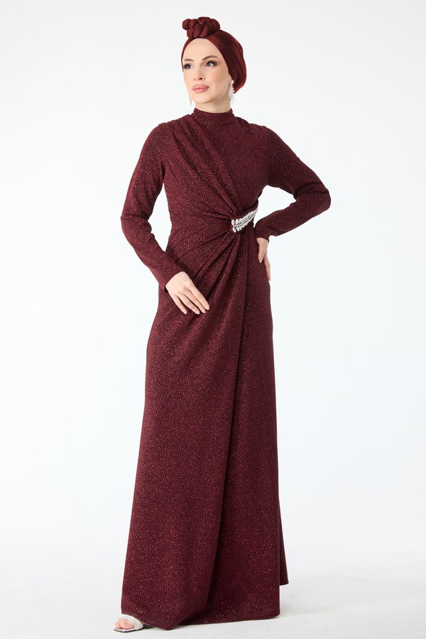Abiye Elbise Bordo - 24395 BORDO