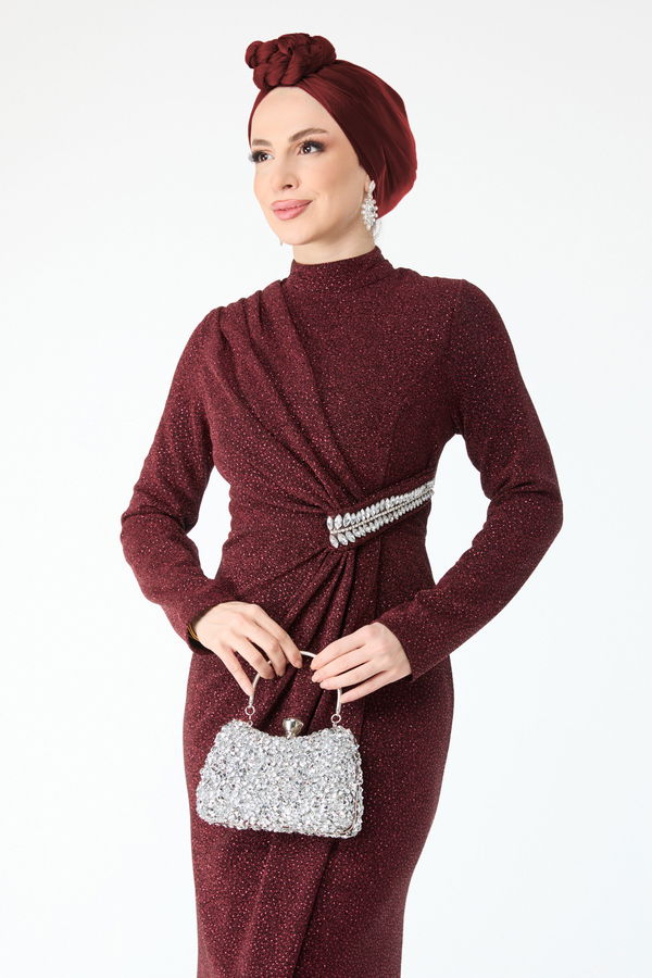 Abiye Elbise Bordo - 24395 BORDO