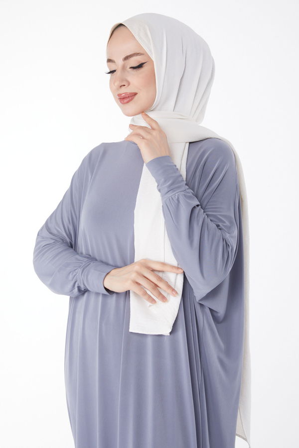 Yarasa Kollu Elbise Gri - 24940