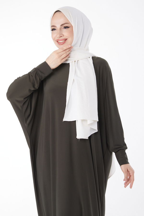 Yarasa Kollu Elbise Haki - 24940