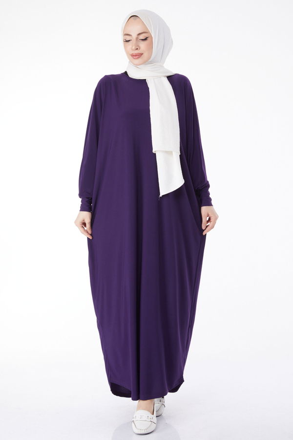 Yarasa Kollu Elbise Mor - 24940