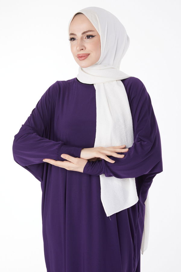 Yarasa Kollu Elbise Mor - 24940