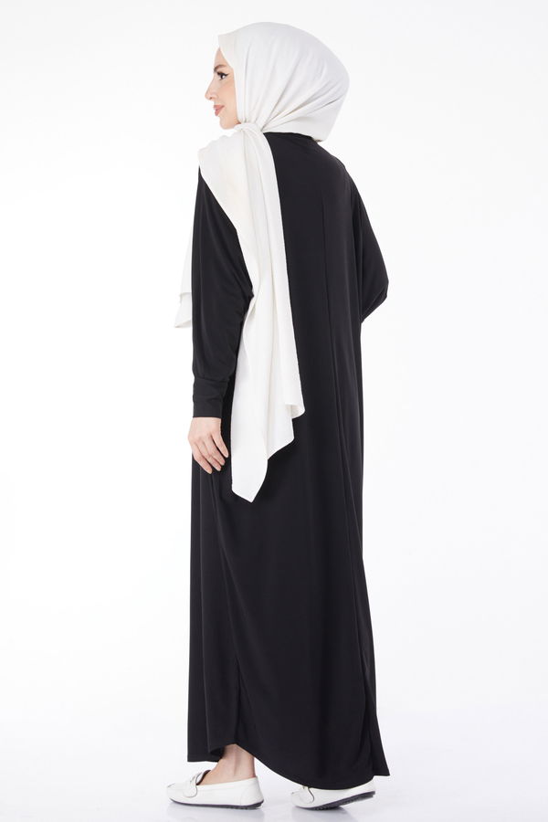 Yarasa Kollu Elbise Siyah - 24940