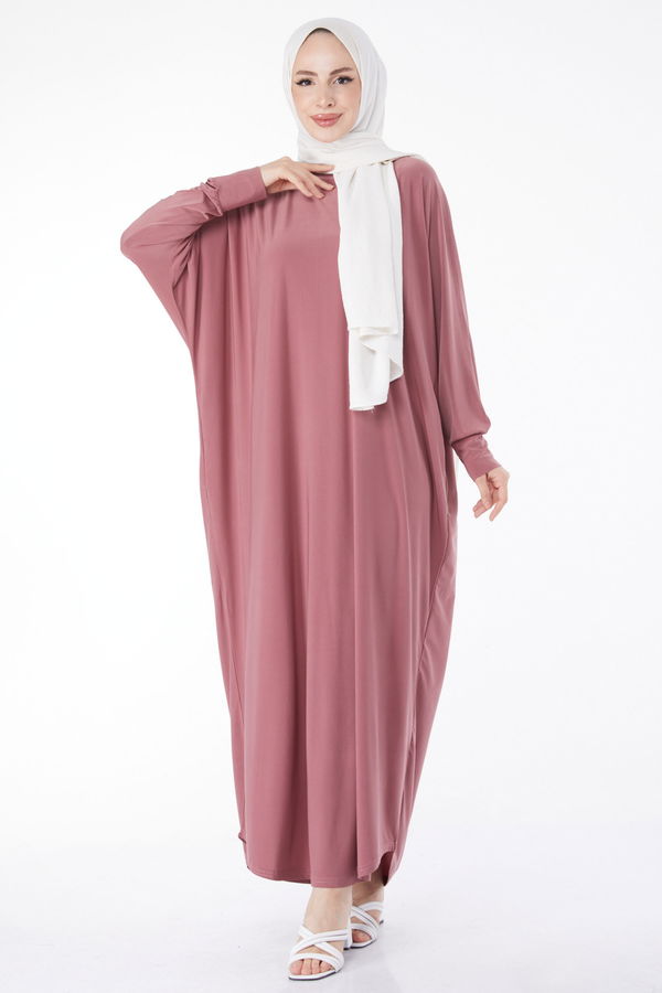 Yarasa Kollu Elbise Pembe - 24940 PEMBE