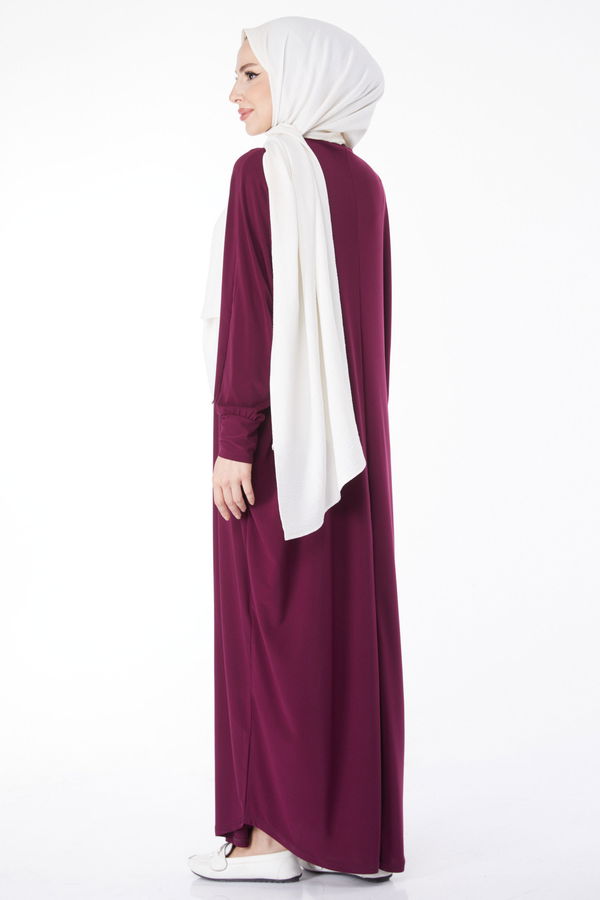 Yarasa Kollu Elbise Mürdüm - 24940