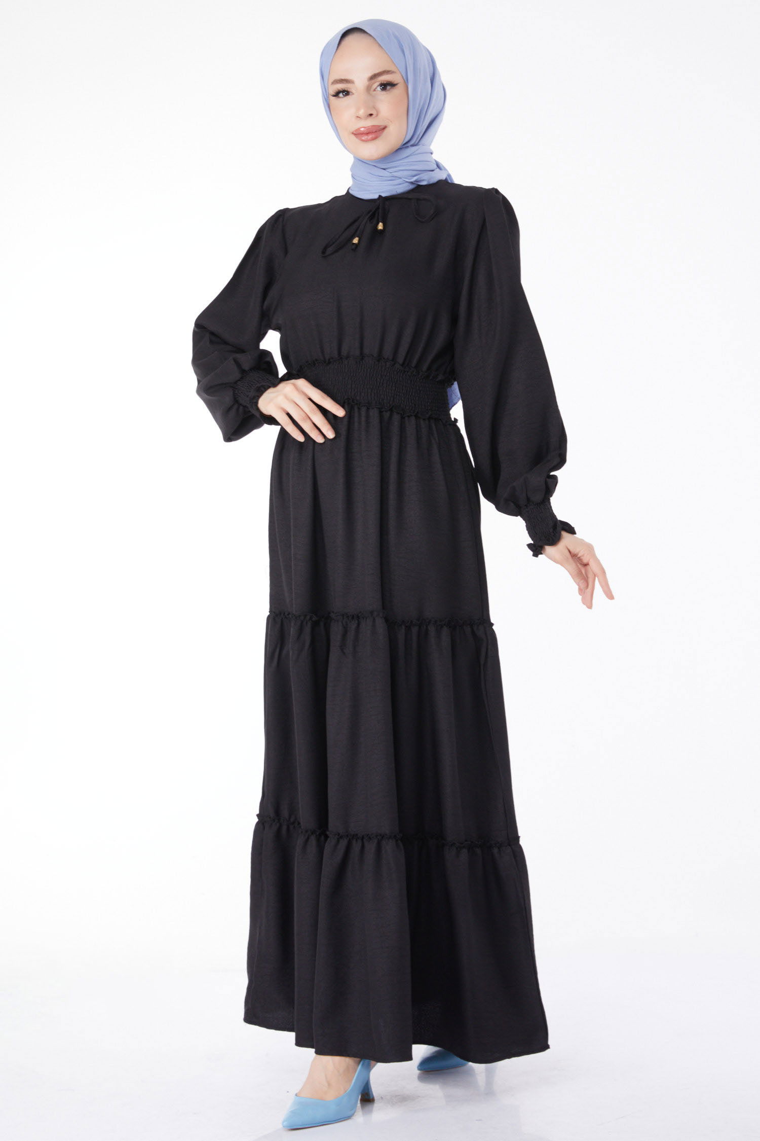 Gipe Detaylı Elbise Siyah - 24961