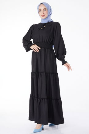 Gipe Detaylı Elbise Siyah - 24961