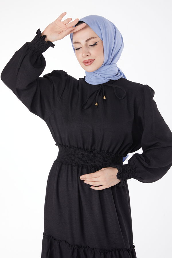 Gipe Detaylı Elbise Siyah - 24961
