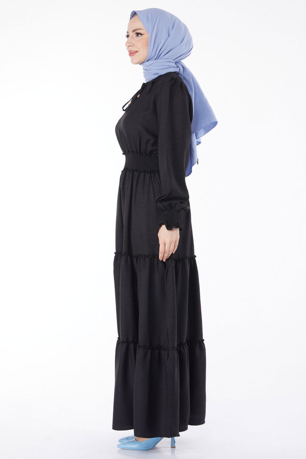 Gipe Detaylı Elbise Siyah - 24961