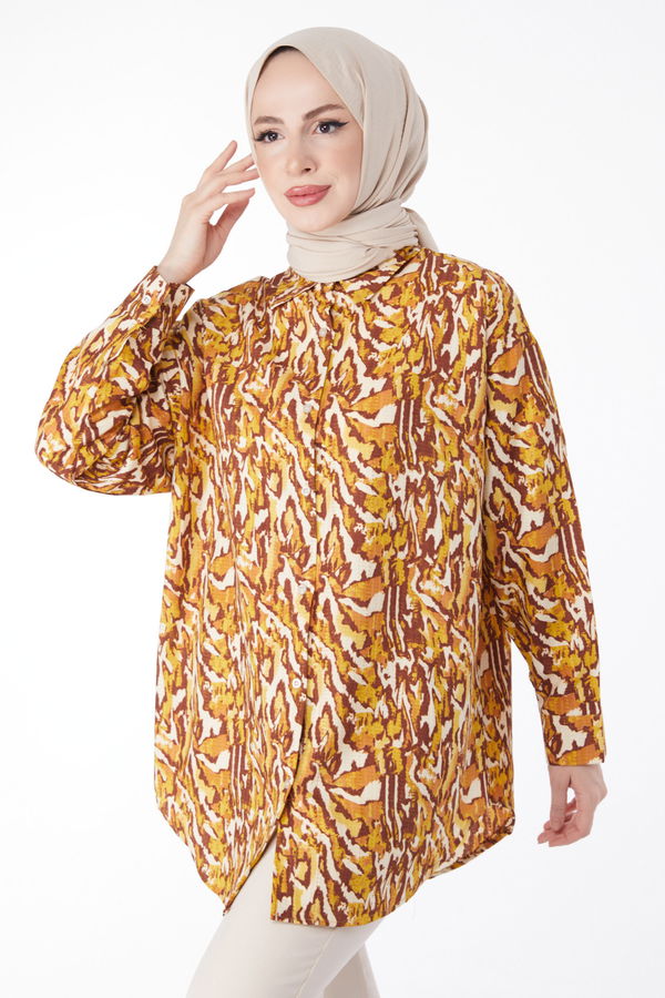 Desenli Gömlek Sarı - 24970 Sarı