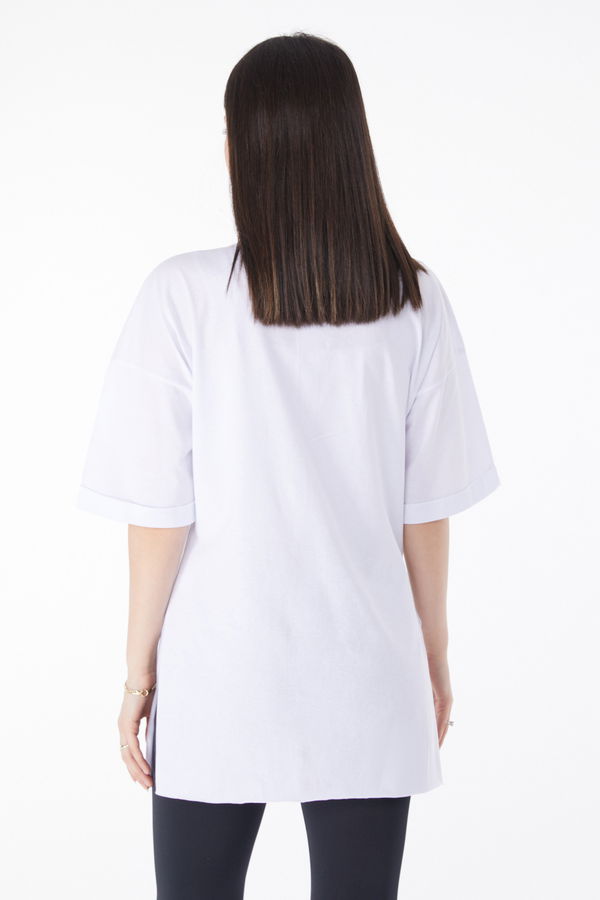 Kısa Kollu Baskılı T-shirt Beyaz - 25136
