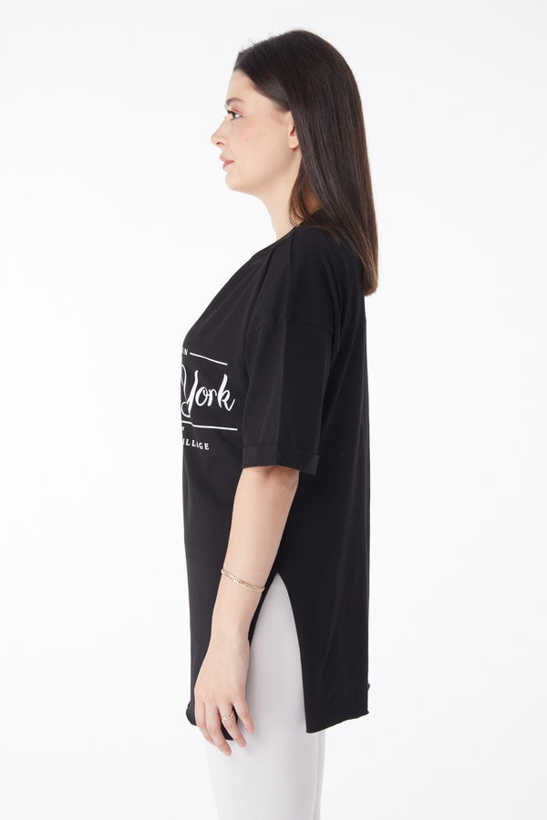 Kısa Kollu Baskılı T-shirt Siyah - 25136