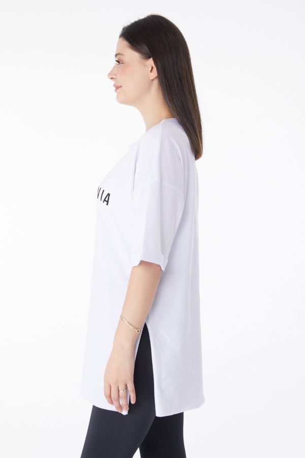 Kısa Kollu Baskılı T-shirt Beyaz - 25137