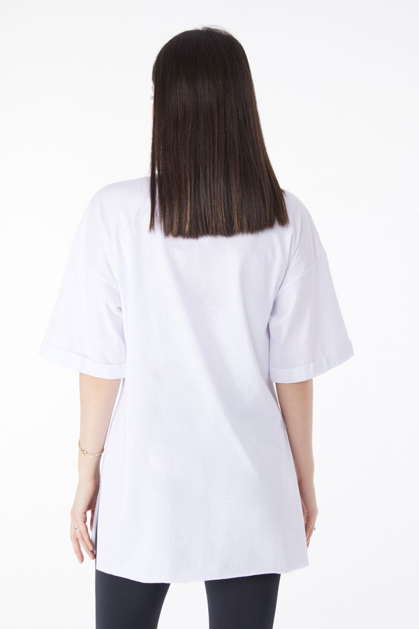 Kısa Kollu Baskılı T-shirt Beyaz - 25137