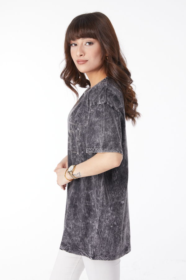 Taş Detaylı T-shirt Antrasit - 25165 ANTRASİT