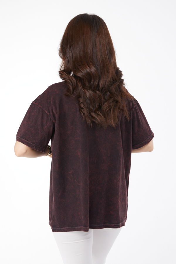İnci Detaylı T-shirt Bordo - 25166