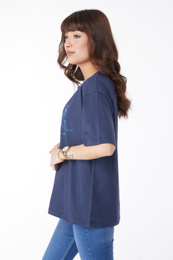 Baskılı T-shirt Lacivert - 25170