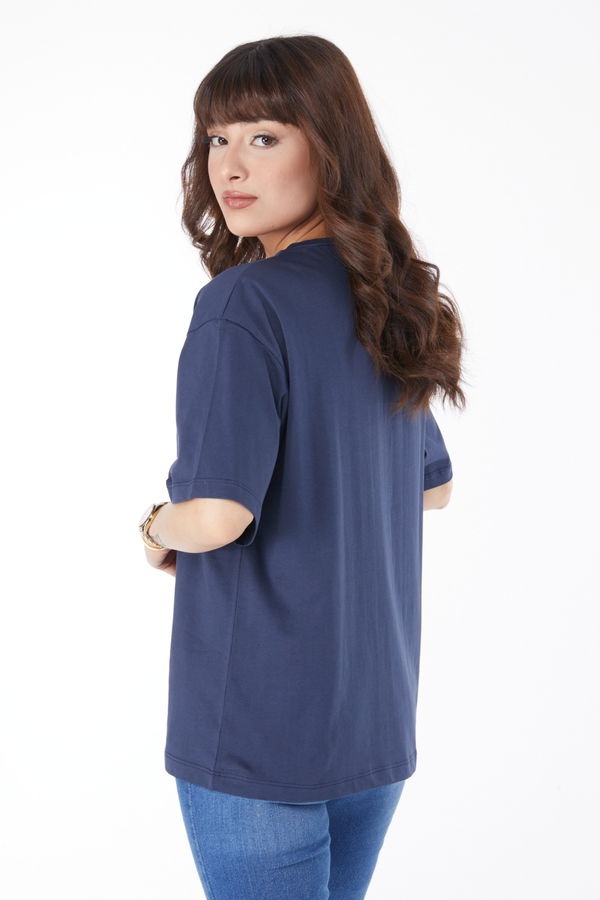 Baskılı T-shirt Lacivert - 25170