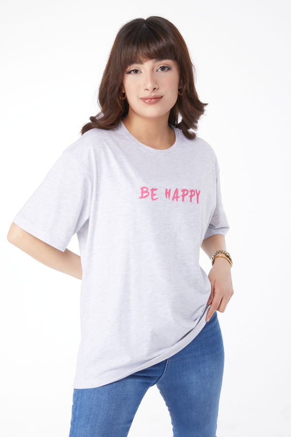 Baskılı T-shirt Gri - 25171