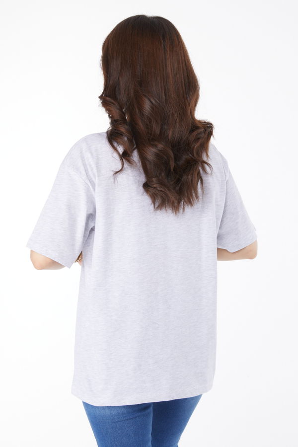 Baskılı T-shirt Gri - 25171