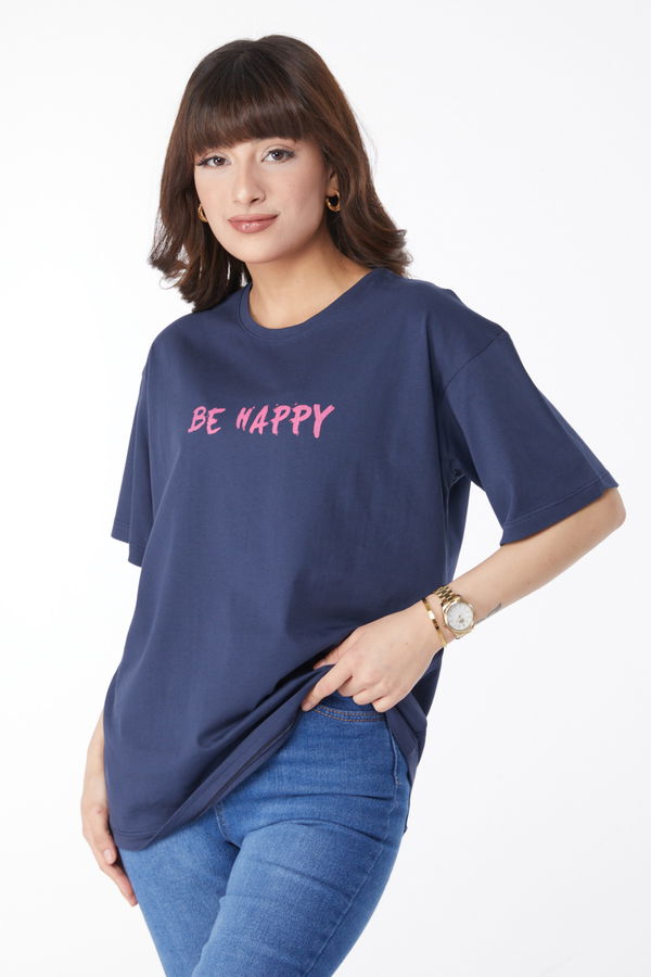 Baskılı T-shirt Lacivert - 25171 LACİVERT