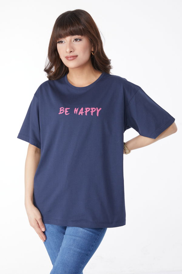 Baskılı T-shirt Lacivert - 25171 LACİVERT