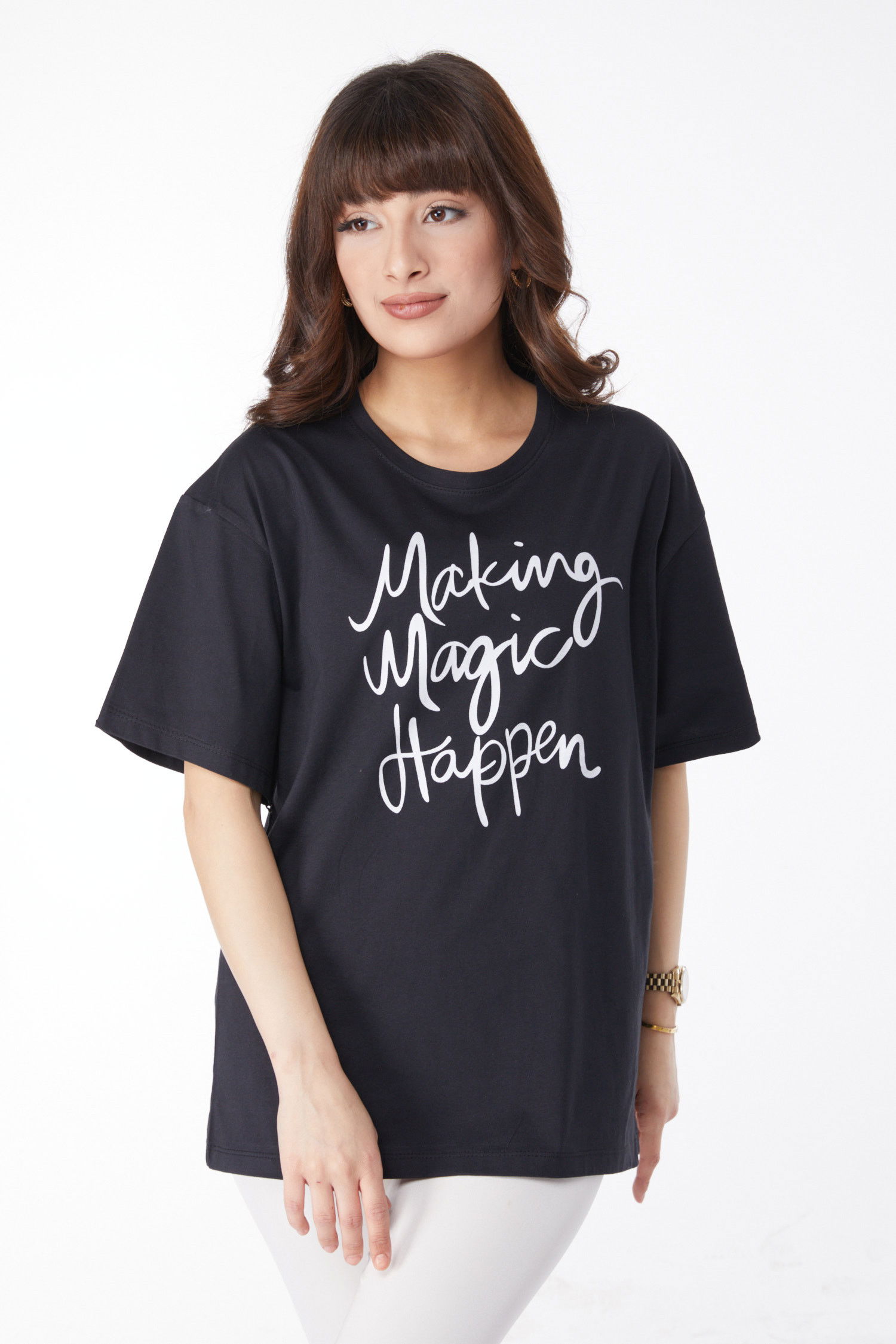 Baskılı T-shirt Siyah - 25173