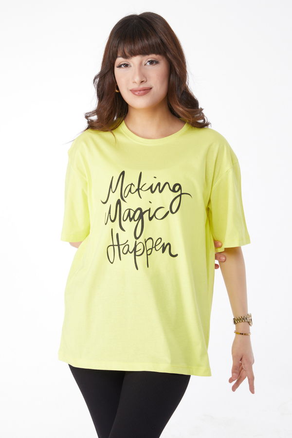 Baskılı T-shirt Yeşil - 25173