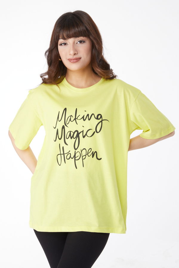Baskılı T-shirt Yeşil - 25173