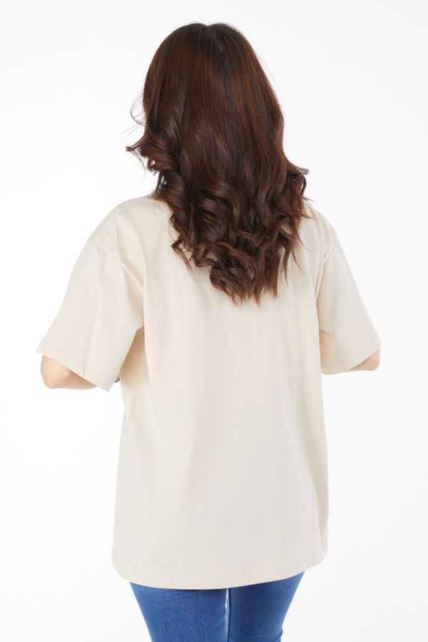 Baskılı T-shirt Bej - 25174