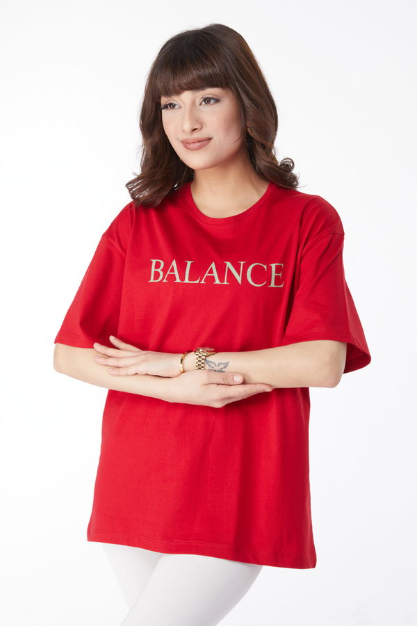 Baskılı T-shirt Kırmızı - 25174 Kırmızı