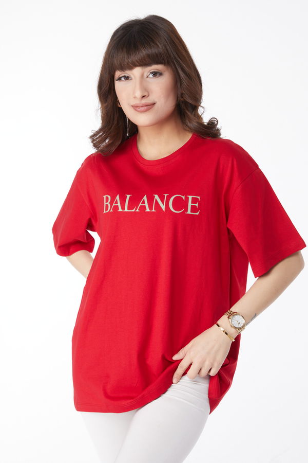 Baskılı T-shirt Kırmızı - 25174 Kırmızı