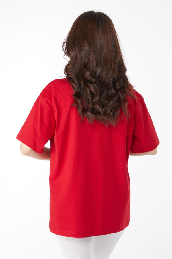 Baskılı T-shirt Kırmızı - 25174 Kırmızı