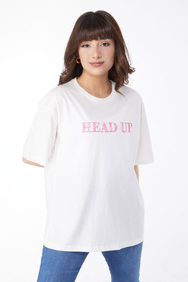 Baskılı T-shirt Beyaz - 25176