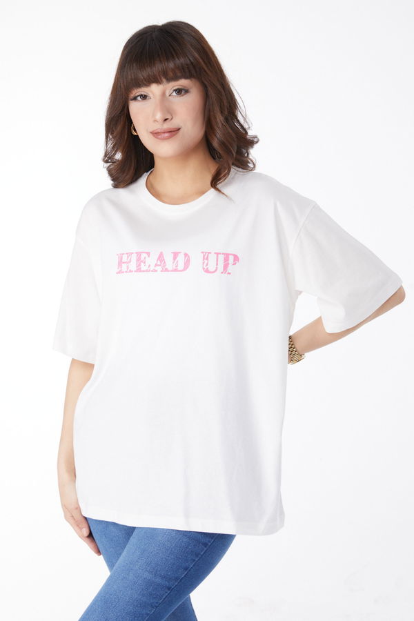Baskılı T-shirt Beyaz - 25176