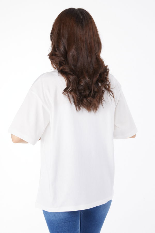 Baskılı T-shirt Beyaz - 25176