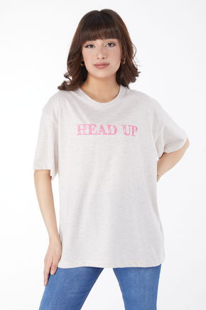 Baskılı T-shirt Bej - 25176