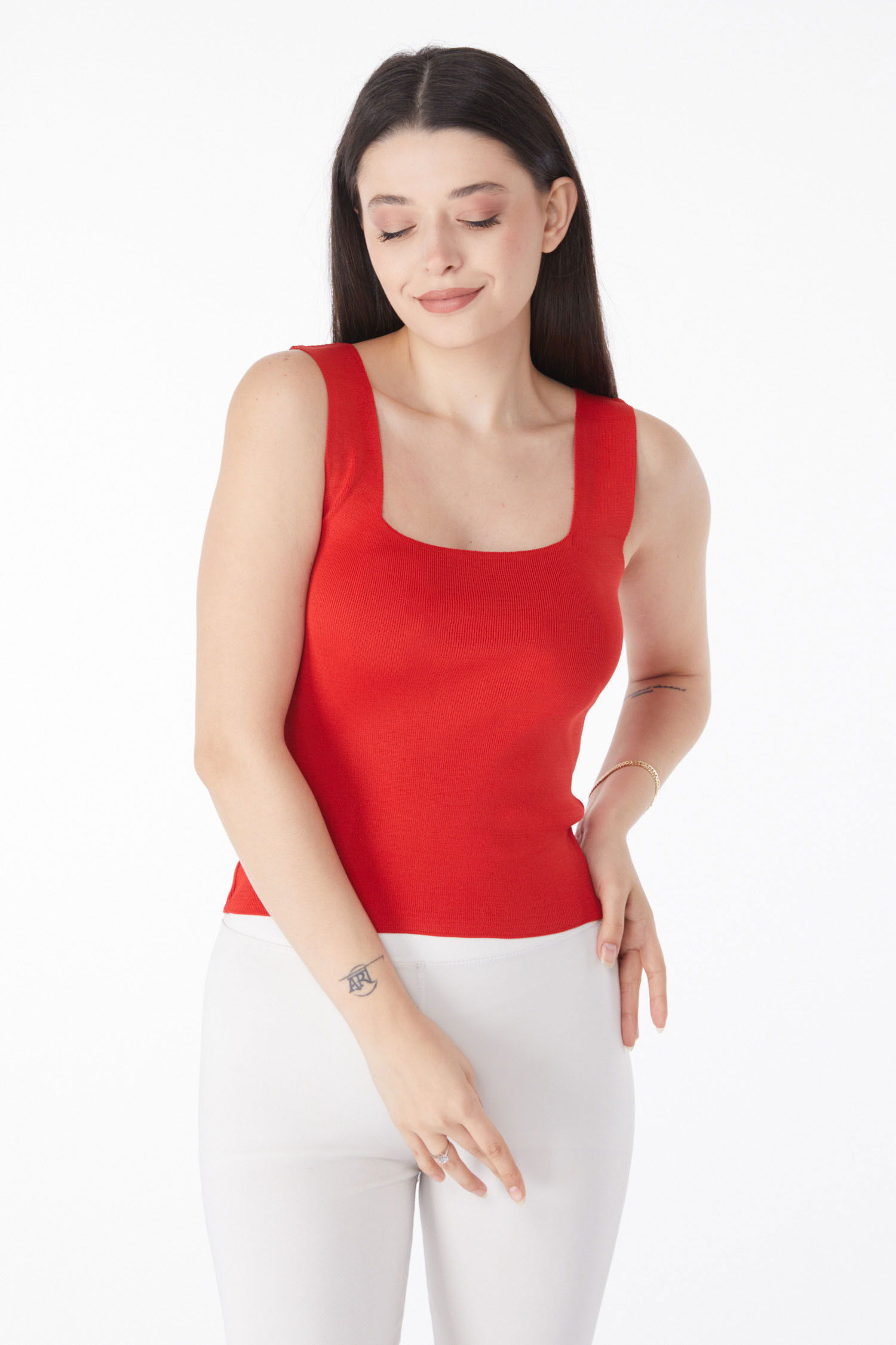 Yazlık Triko Crop Kırmızı - 25220