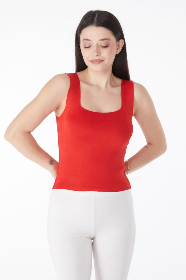 Yazlık Triko Crop Kırmızı - 25220