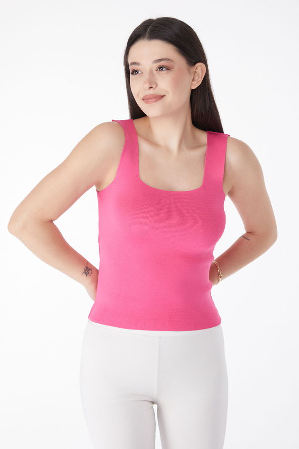 Yazlık Triko Crop Fuşya - 25220
