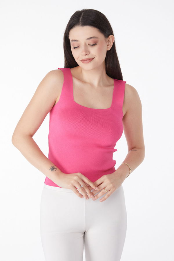 Yazlık Triko Crop Fuşya - 25220