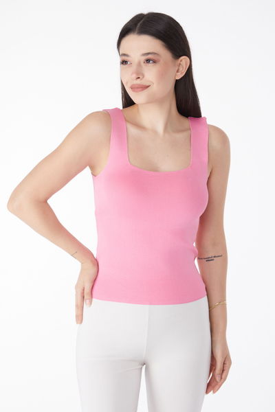 Yazlık Triko Crop Pembe - 25220