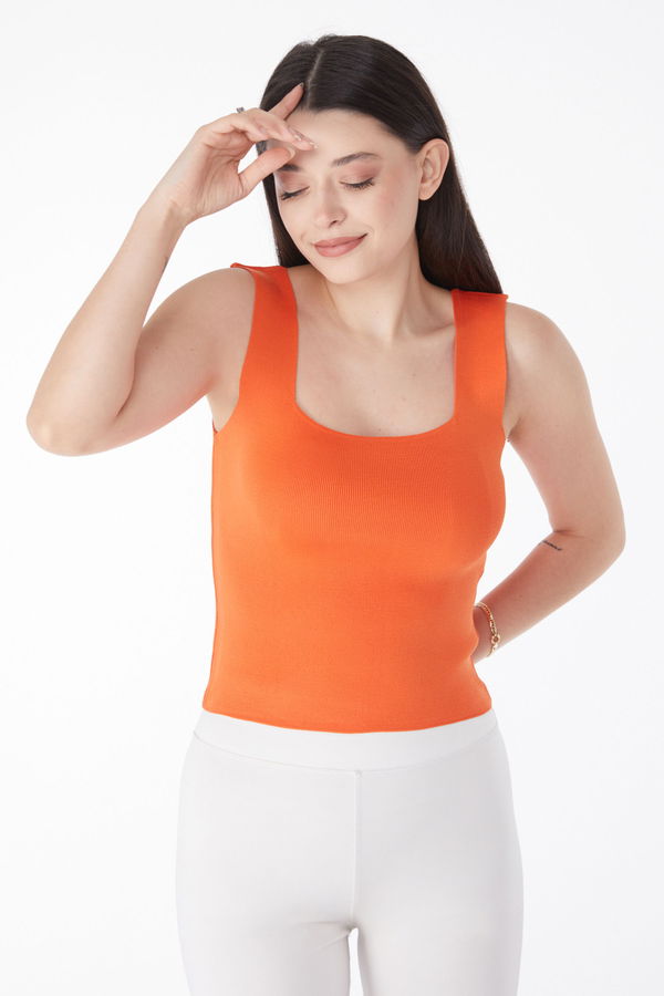 Yazlık Triko Crop Turuncu - 25220 TURUNCU