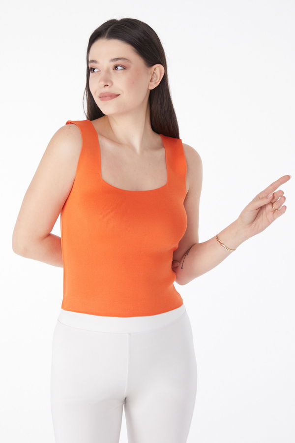 Yazlık Triko Crop Turuncu - 25220 TURUNCU
