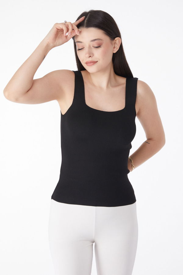 Yazlık Triko Crop Siyah - 25220 SİYAH